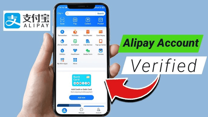 Verified Alipay account screen for a foreign visitor.