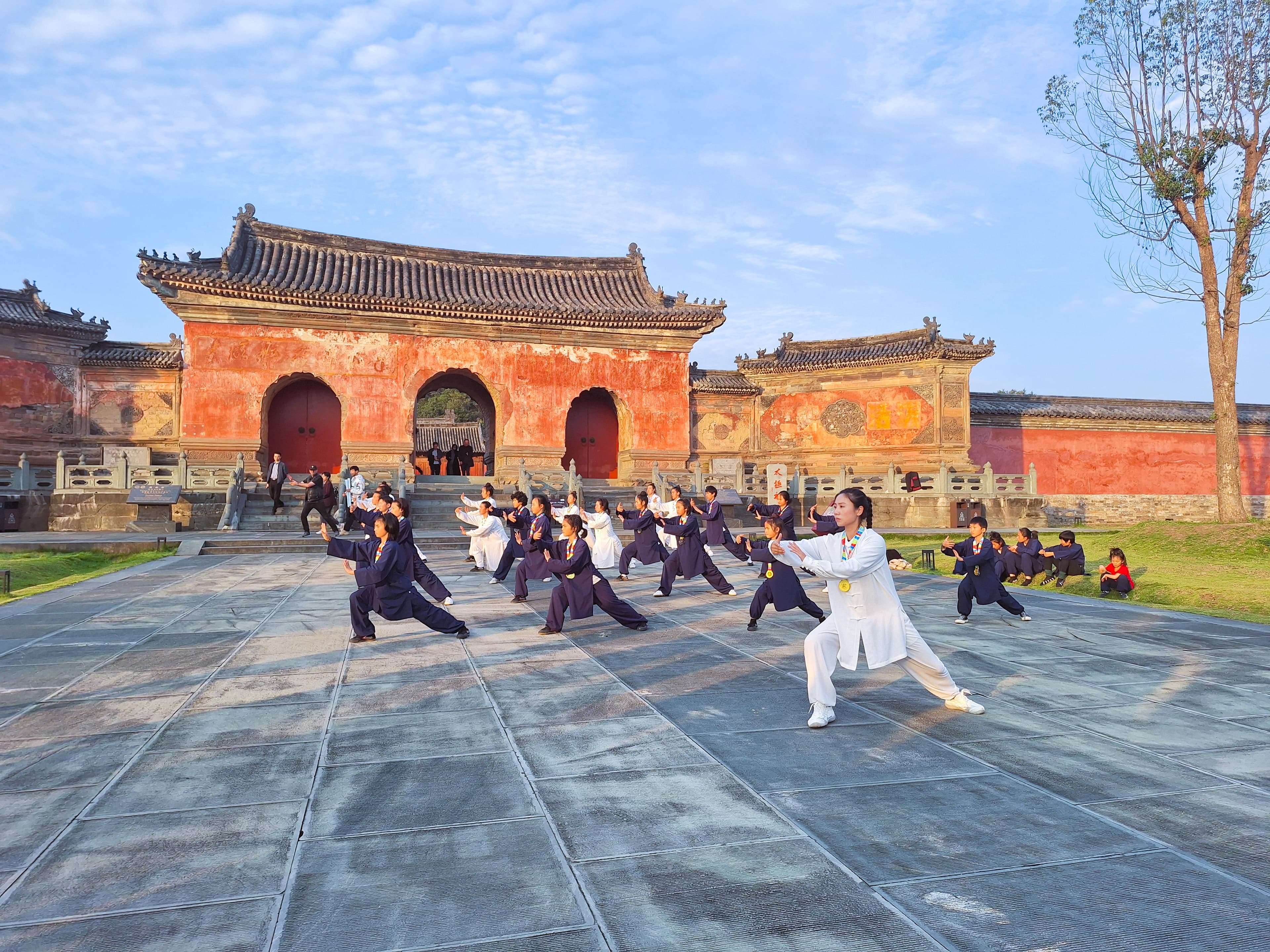 Tai Chi practice in the courtyard of Yuzhen Palace.