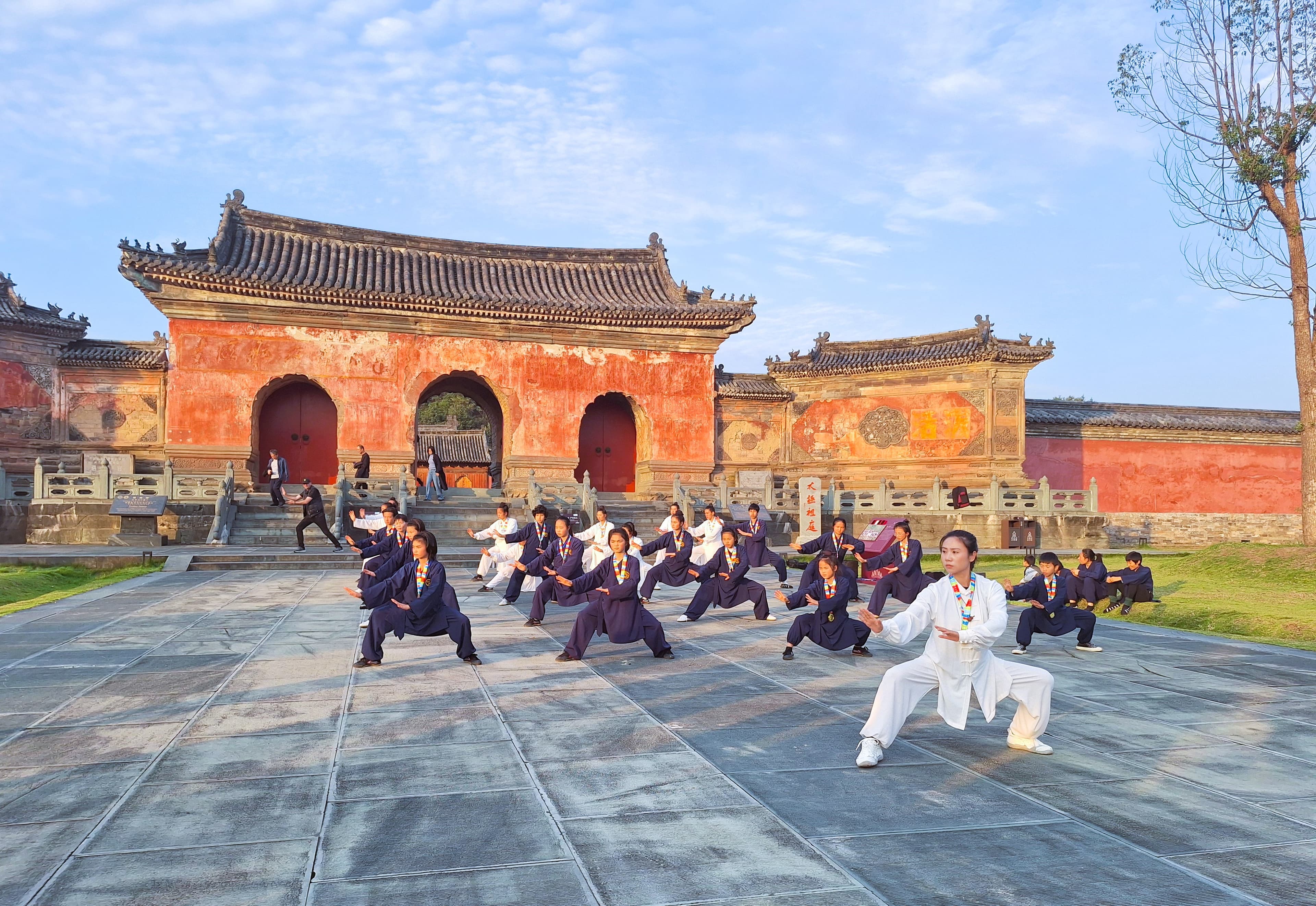 Tai Chi group practising at Yuzhen Palace in Shiyan.
