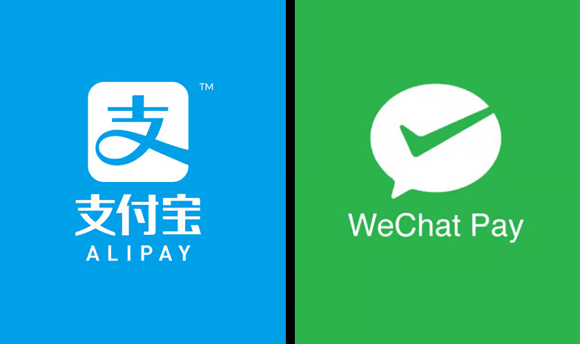 Alipay and WeChat Pay logos for China mobile payments.