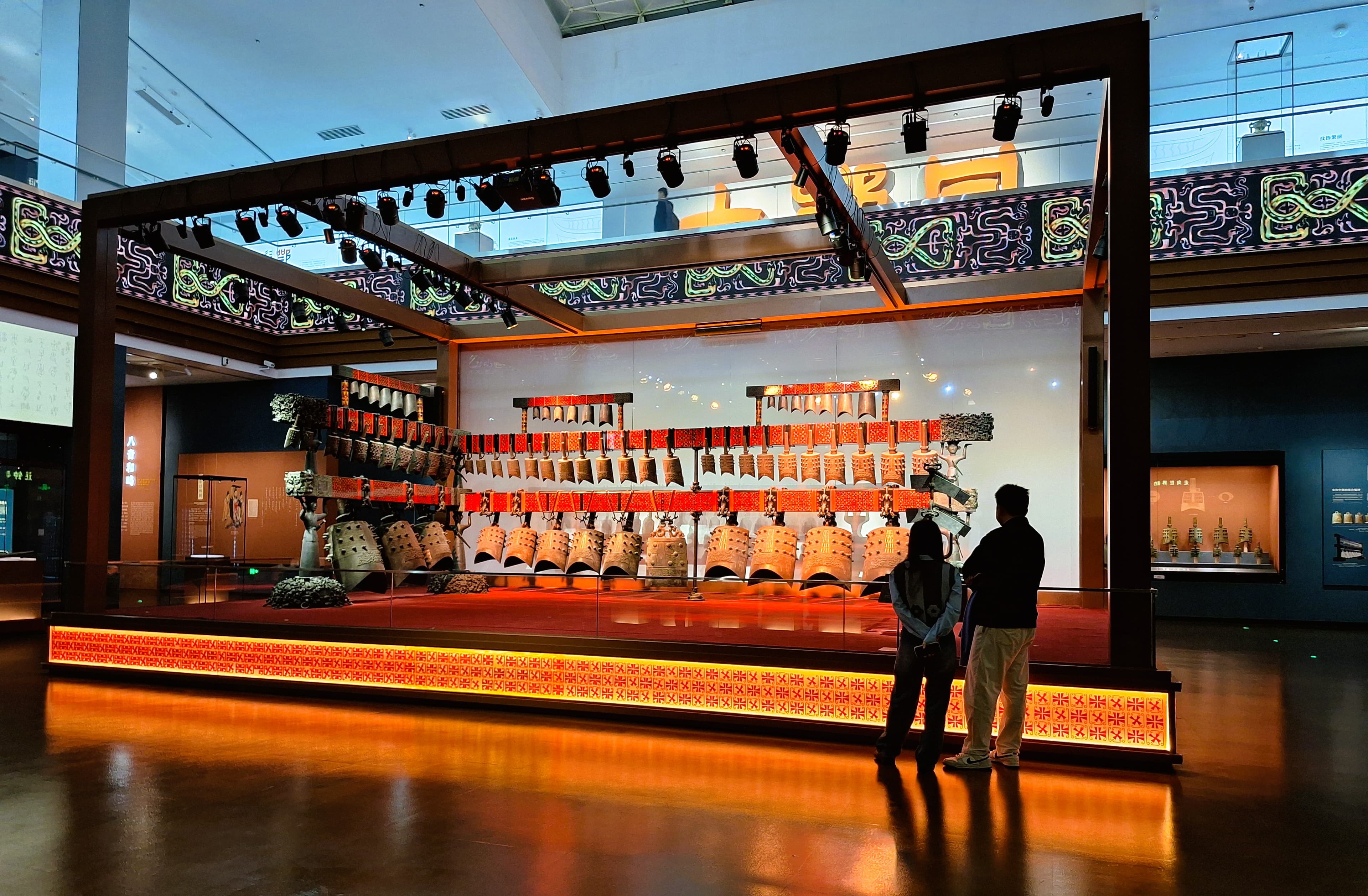 Bronze chime bells displayed at Suizhou Museum.