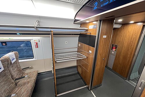 Luggage racks on a CR400BF high-speed train