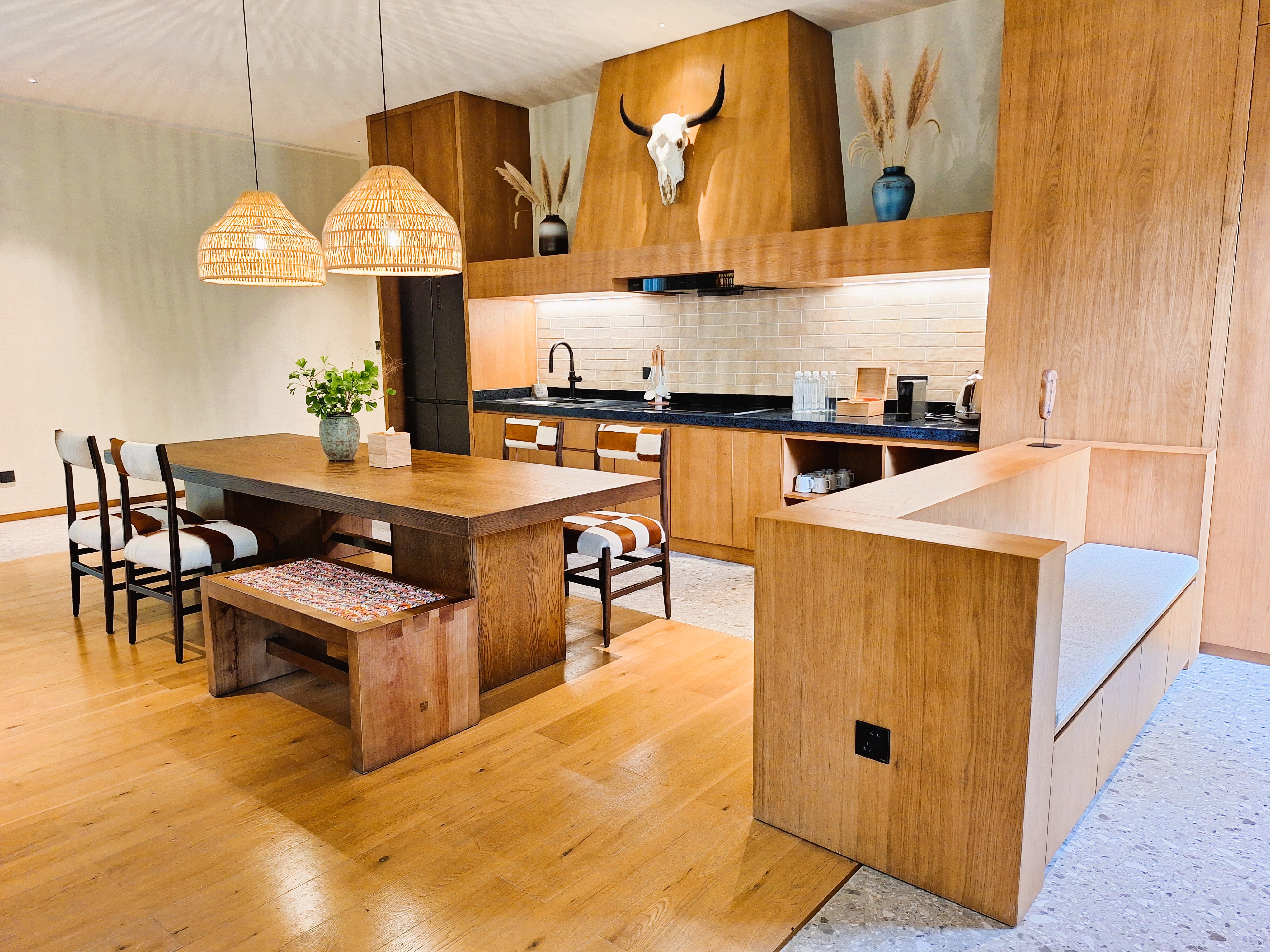 Inside a forest residence at Naked Home Grand Ginkgo Valley Resort in Suizhou.